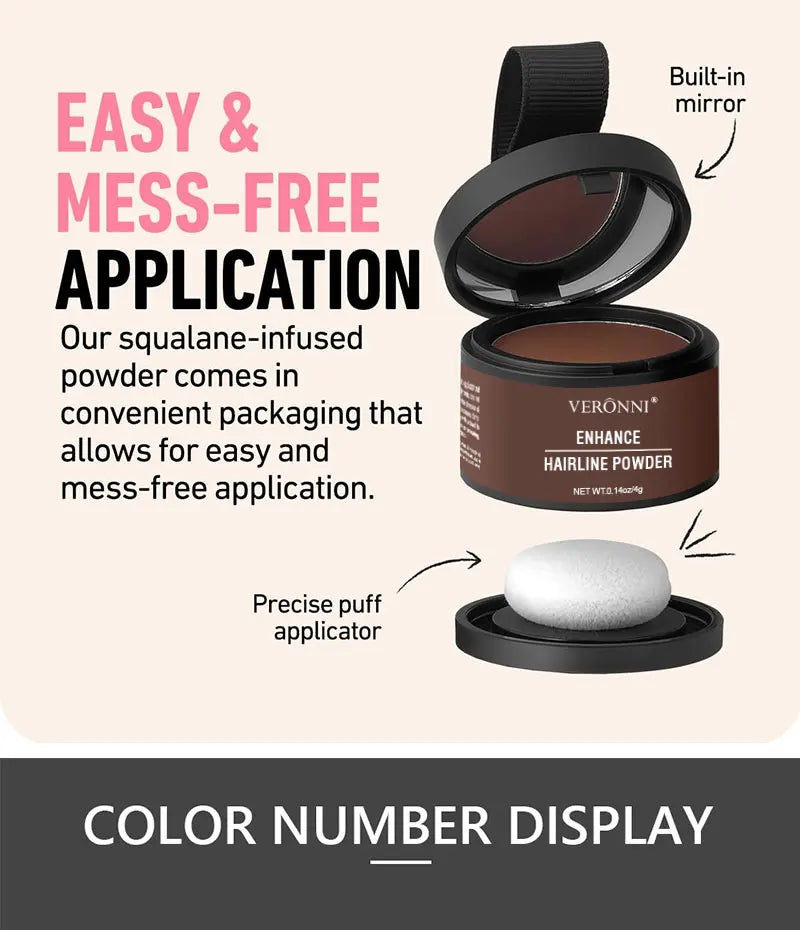 Instant Hairline Concealer Powder – 14 Shades | Natural Root Touch-Up, Hairline Filler & Waterproof Coverage